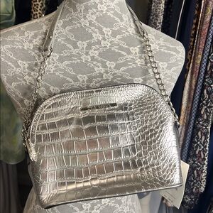 Steve Madden BMaggie Metallic Silver Crossbody Bag